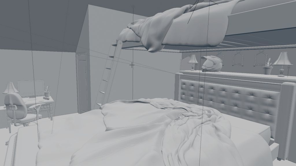 full bedroom scene  packed with alot of models  3D model_52