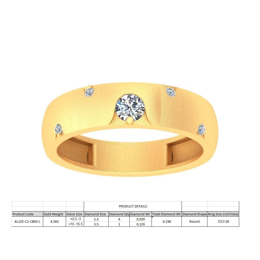 AL1ZE-C1-CB03-L gold wedding rings with diamonds 3D print model_1