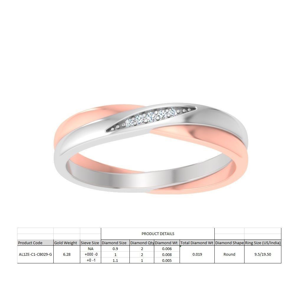 AL1ZE-C1-CB029-G two tone diamond ring gold and rose gold 3D print model_1