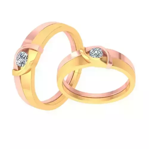 AL1ZE-C1-CB024 two wedding rings with diamonds gold and rose ... 3D print model