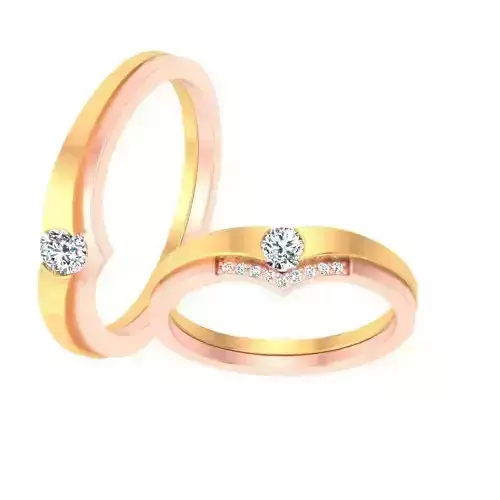 AL1ZE-C1-CB023 two gold wedding rings with diamonds 3D print model