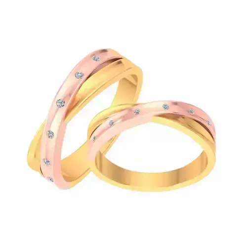 AL1ZE-C1-CB022 gold and diamond wedding rings 3D print model