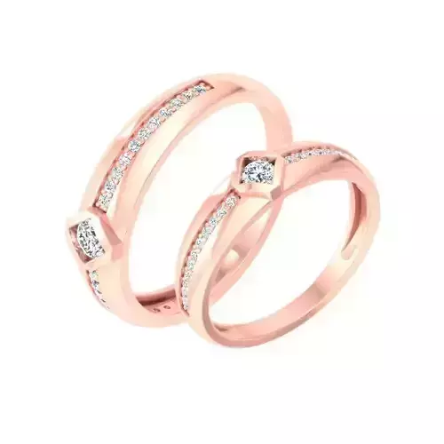 AL1ZE-C1-CB021 two rose gold wedding rings with diamonds 3D print model