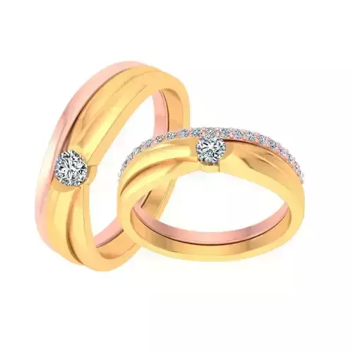 AL1ZE-C1-CB020 two gold wedding rings with diamonds 3D print model