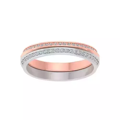 AL1ZE-C1-CB02-L gold and rose gold wedding band with two rows of diamonds
