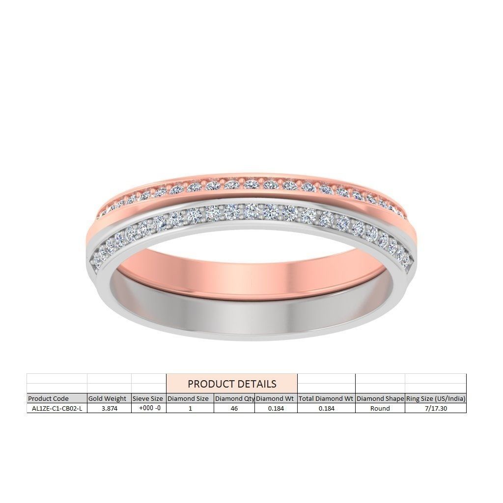 AL1ZE-C1-CB02-L gold and rose gold wedding band with two rows... 3D print model_1