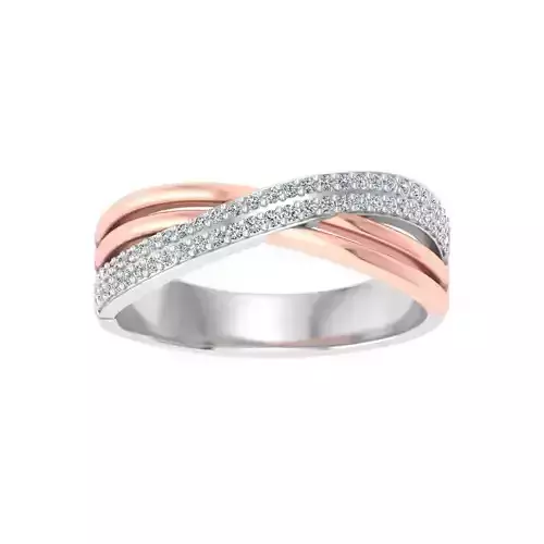 AL1ZE-C1-CB017-L two tone diamond ring in rose and gold