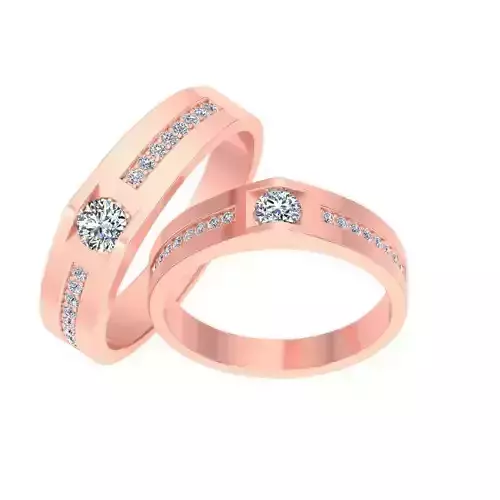 AL1ZE-C1-CB015-b two rose gold wedding rings with diamonds 3D print model