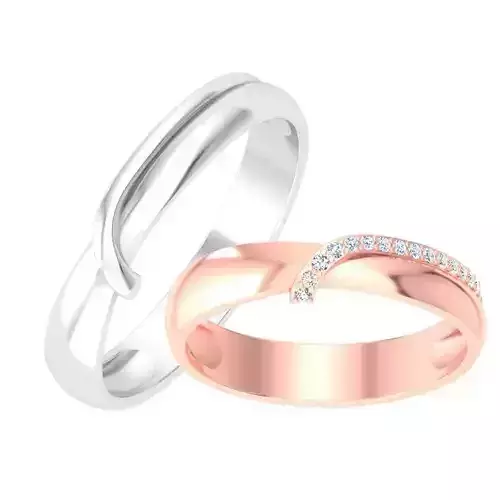 AL1ZE-C1-CB014-A two rose gold wedding rings with diamonds 3D print model