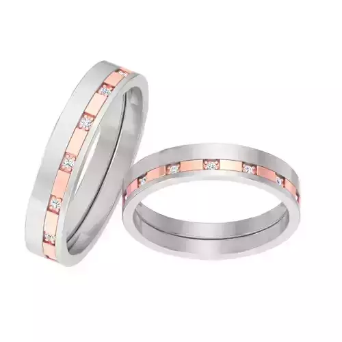 AL1ZE-C1-CB012 two gold and rose gold wedding bands with diam... 3D print model