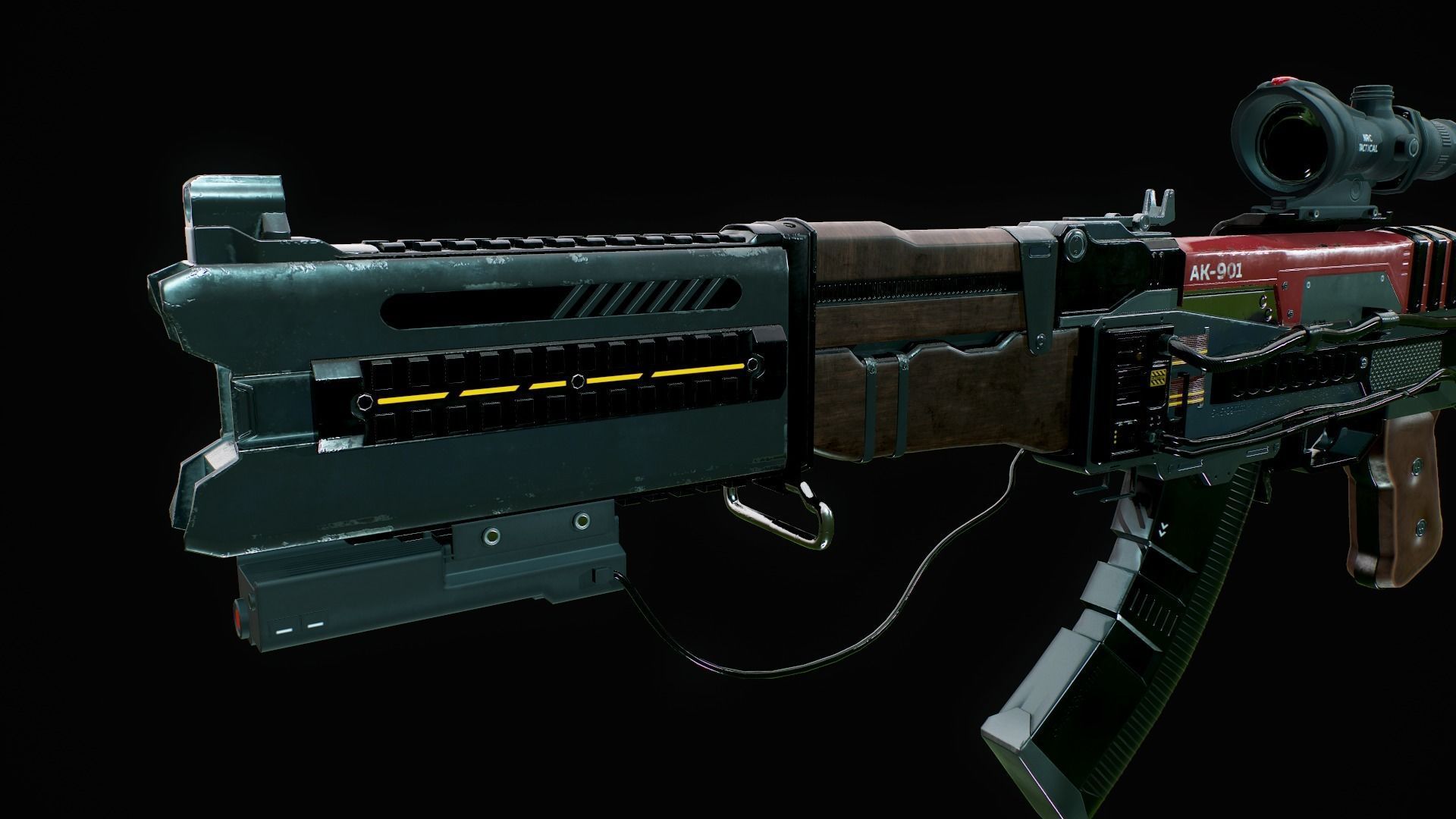 Assault Rifle - AK Volkodav Low-poly 3D model_15