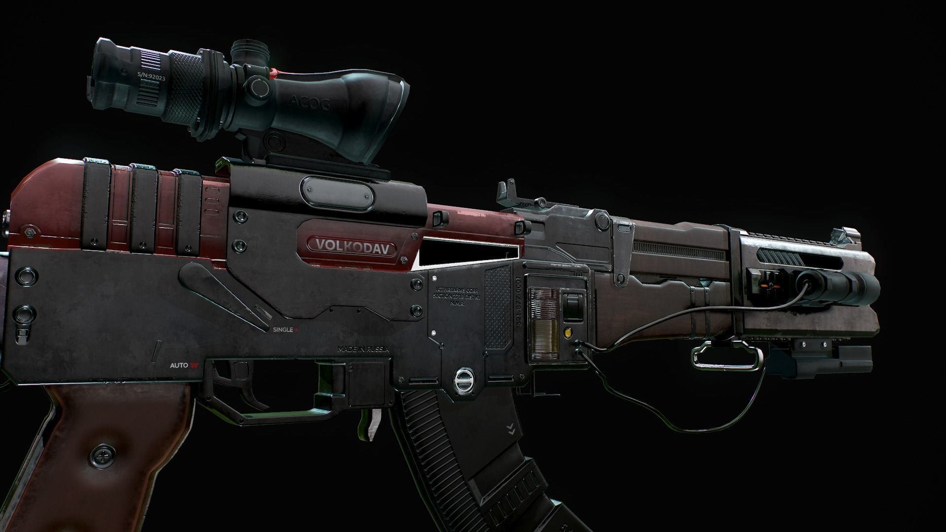 Assault Rifle - AK Volkodav Low-poly 3D model_18