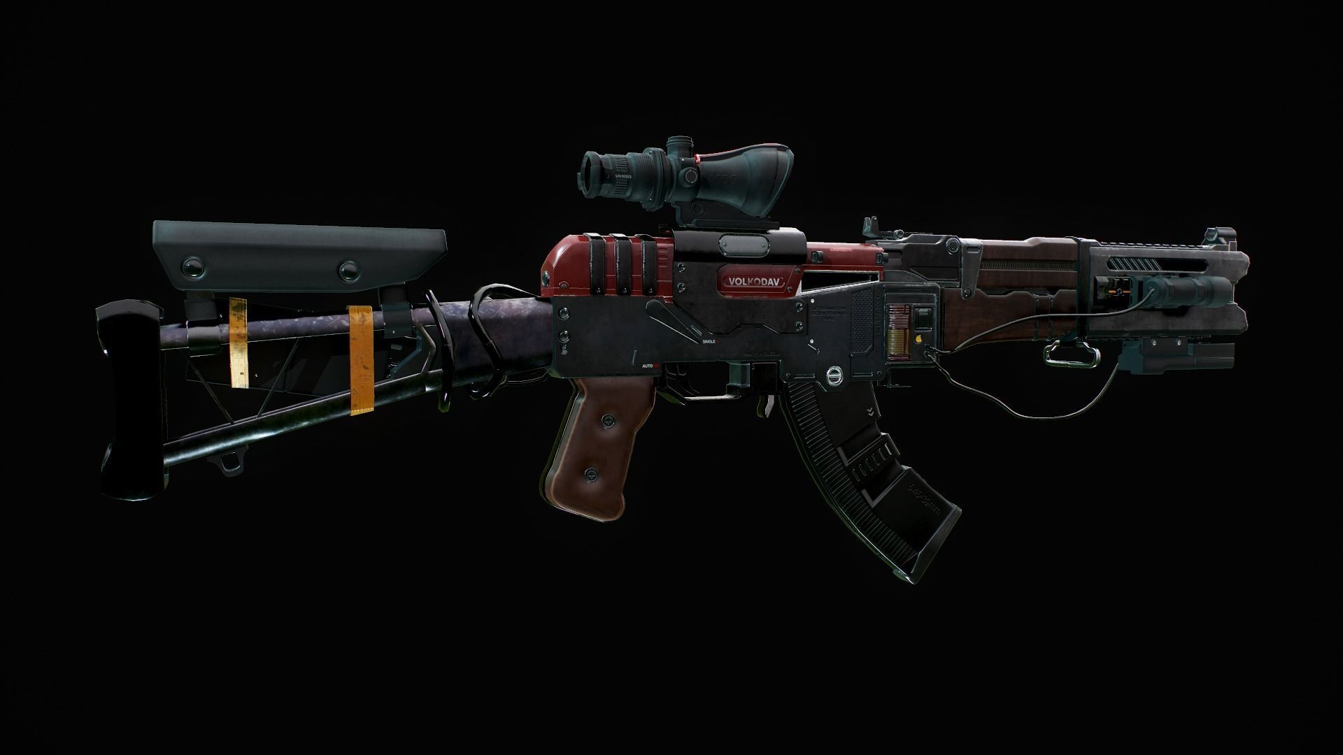 Assault Rifle - AK Volkodav Low-poly 3D model_8