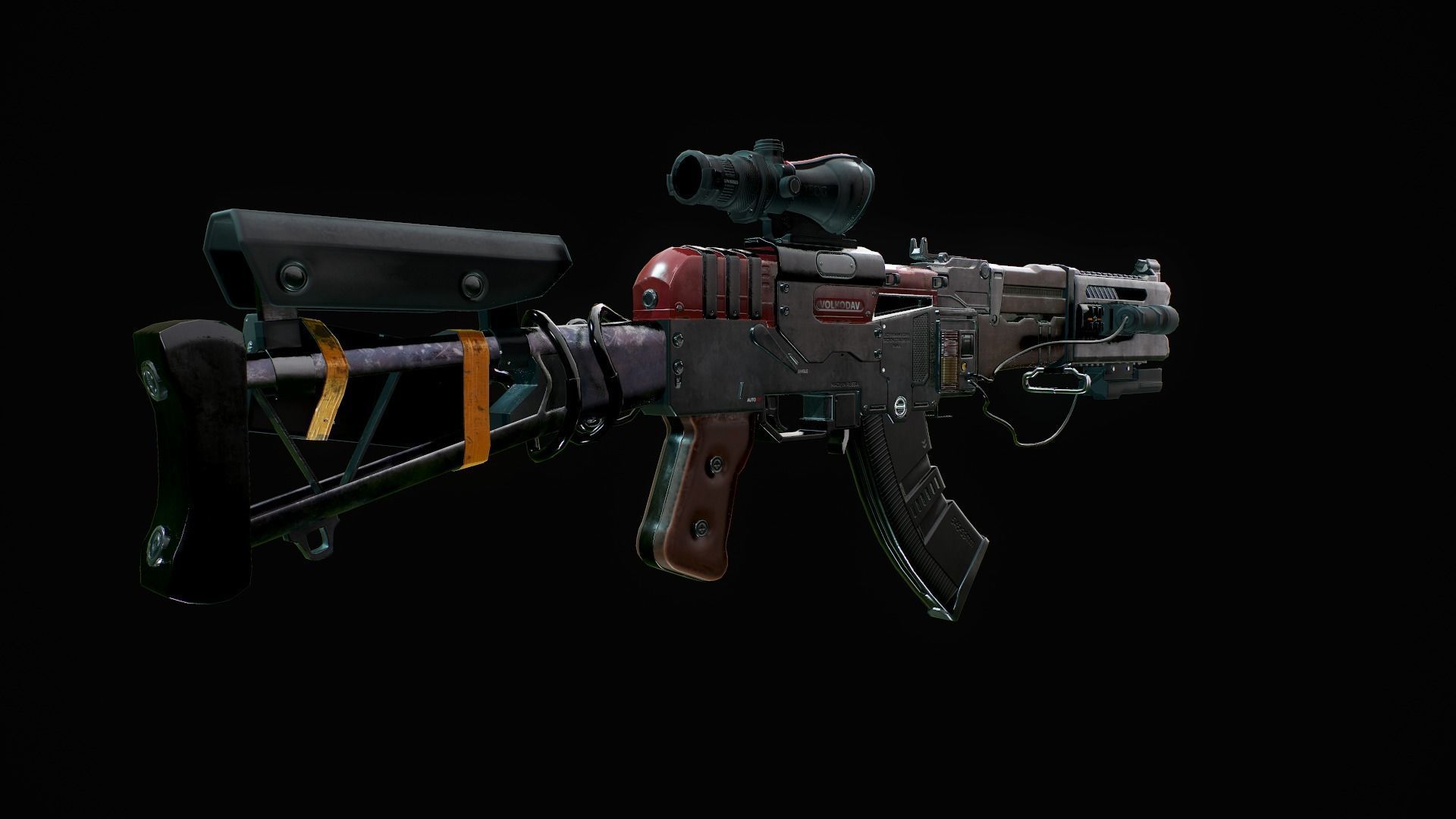 Assault Rifle - AK Volkodav Low-poly 3D model_9