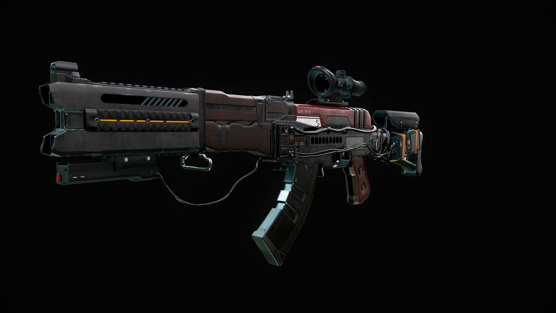 Assault Rifle - AK Volkodav Low-poly 3D model_3