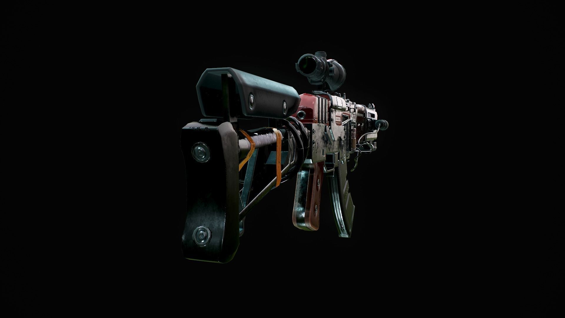 Assault Rifle - AK Volkodav Low-poly 3D model_10