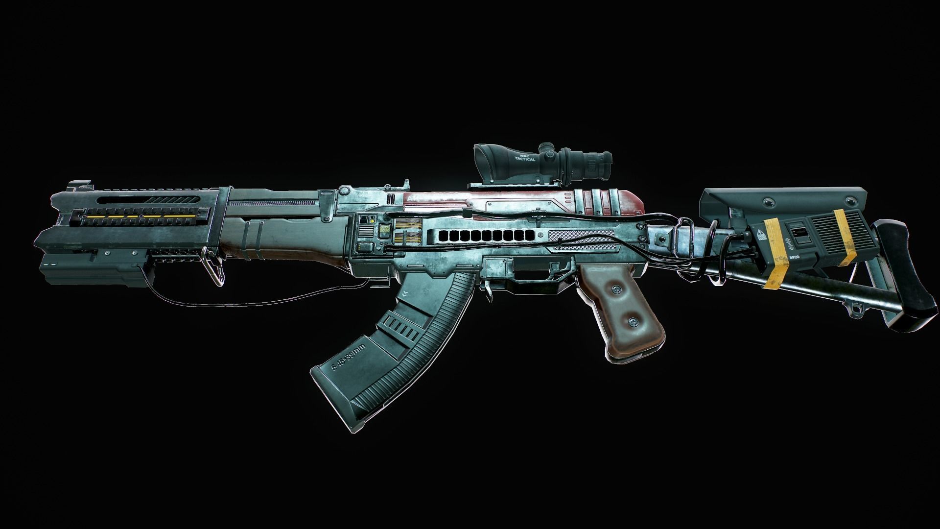 Assault Rifle - AK Volkodav Low-poly 3D model_12