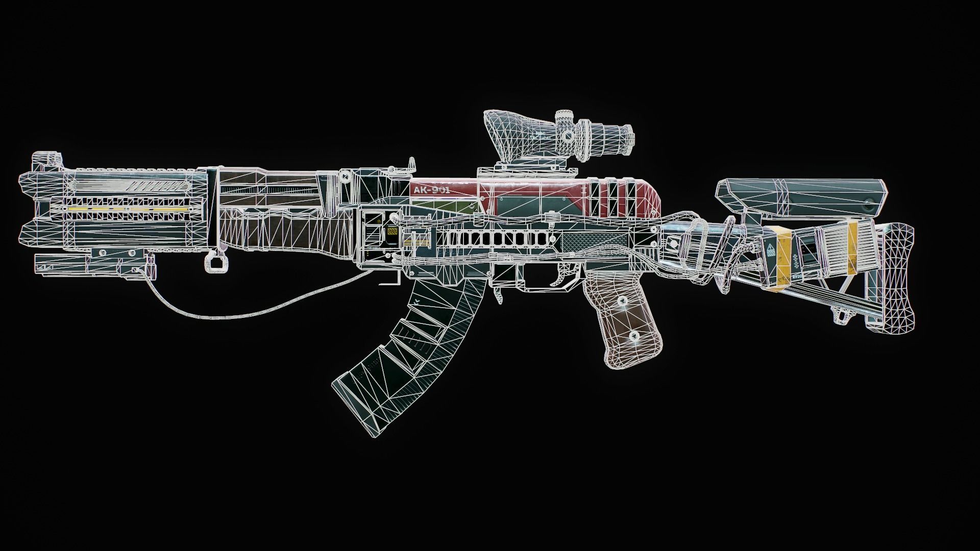 Assault Rifle - AK Volkodav Low-poly 3D model_23