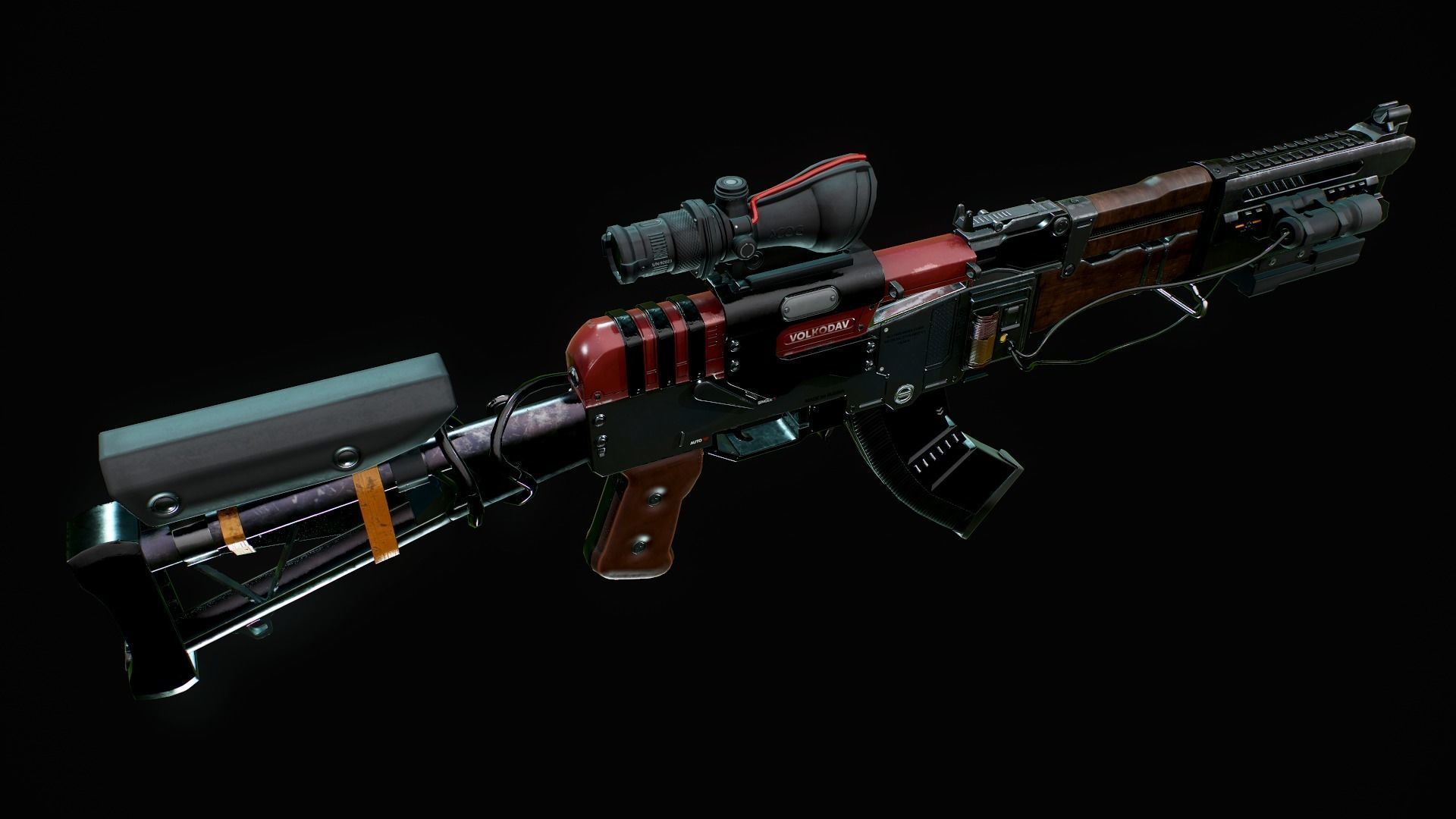 Assault Rifle - AK Volkodav Low-poly 3D model_20