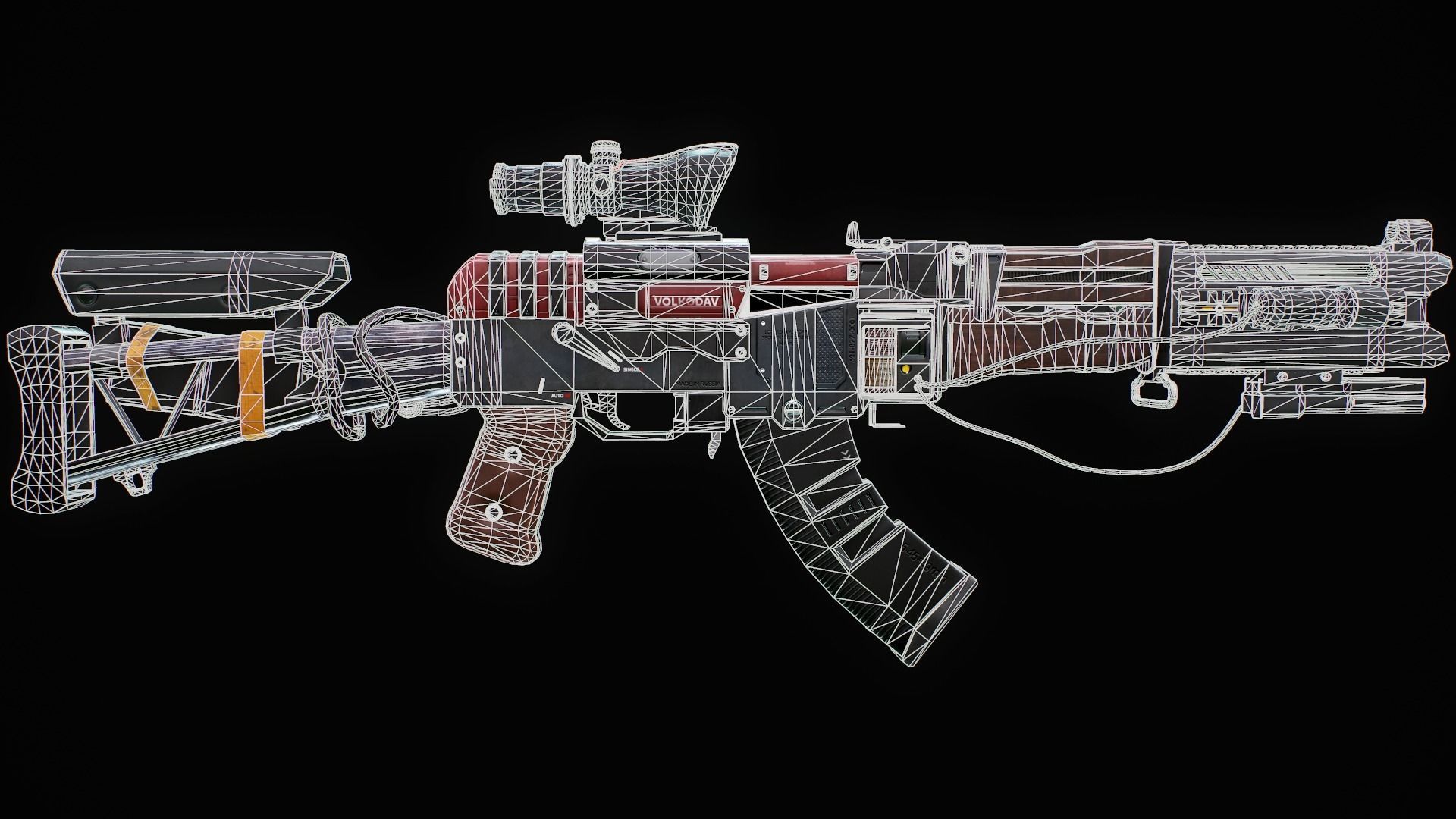 Assault Rifle - AK Volkodav Low-poly 3D model_24