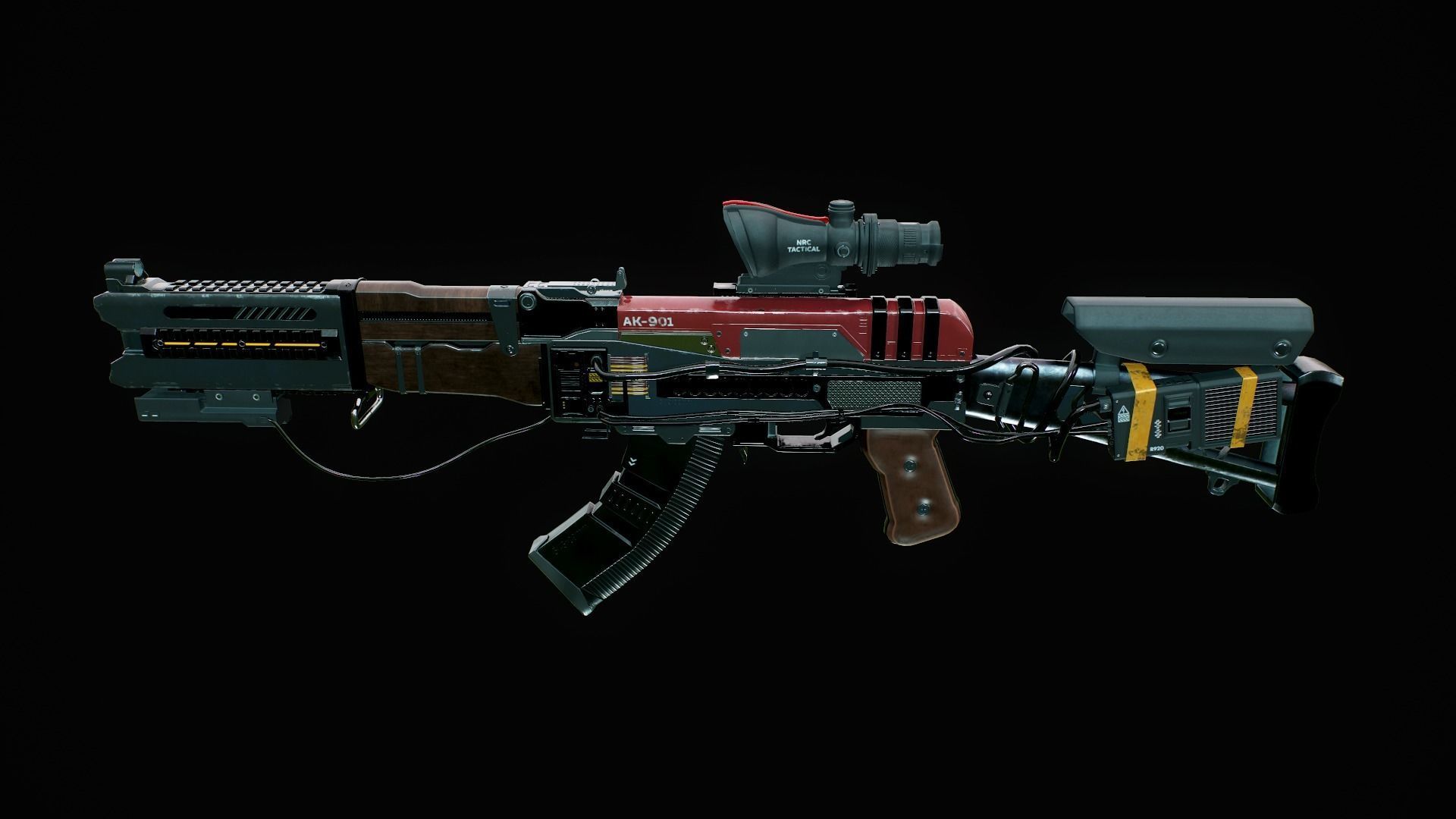 Assault Rifle - AK Volkodav Low-poly 3D model_11