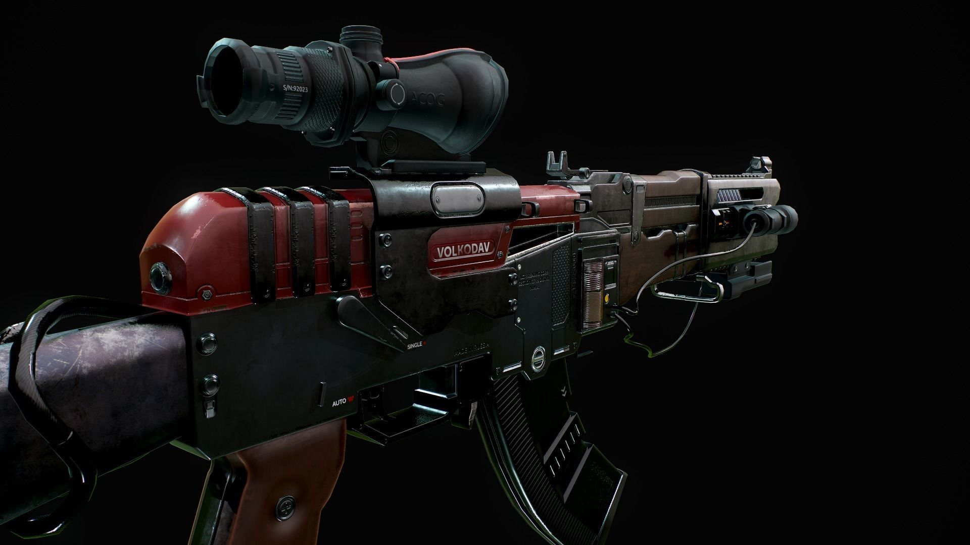 Assault Rifle - AK Volkodav Low-poly 3D model_17