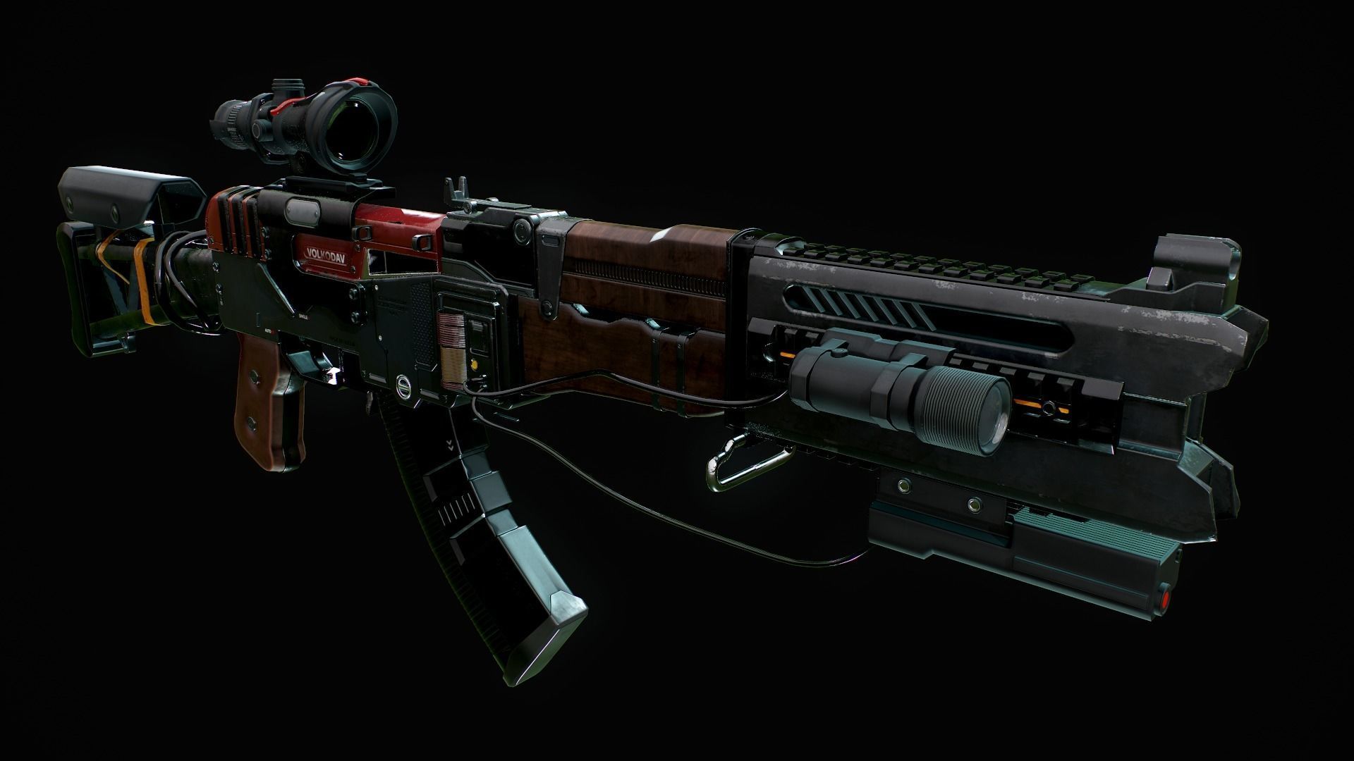 Assault Rifle - AK Volkodav Low-poly 3D model_19