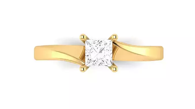 D38087 gold engagement ring with princess cut diamond