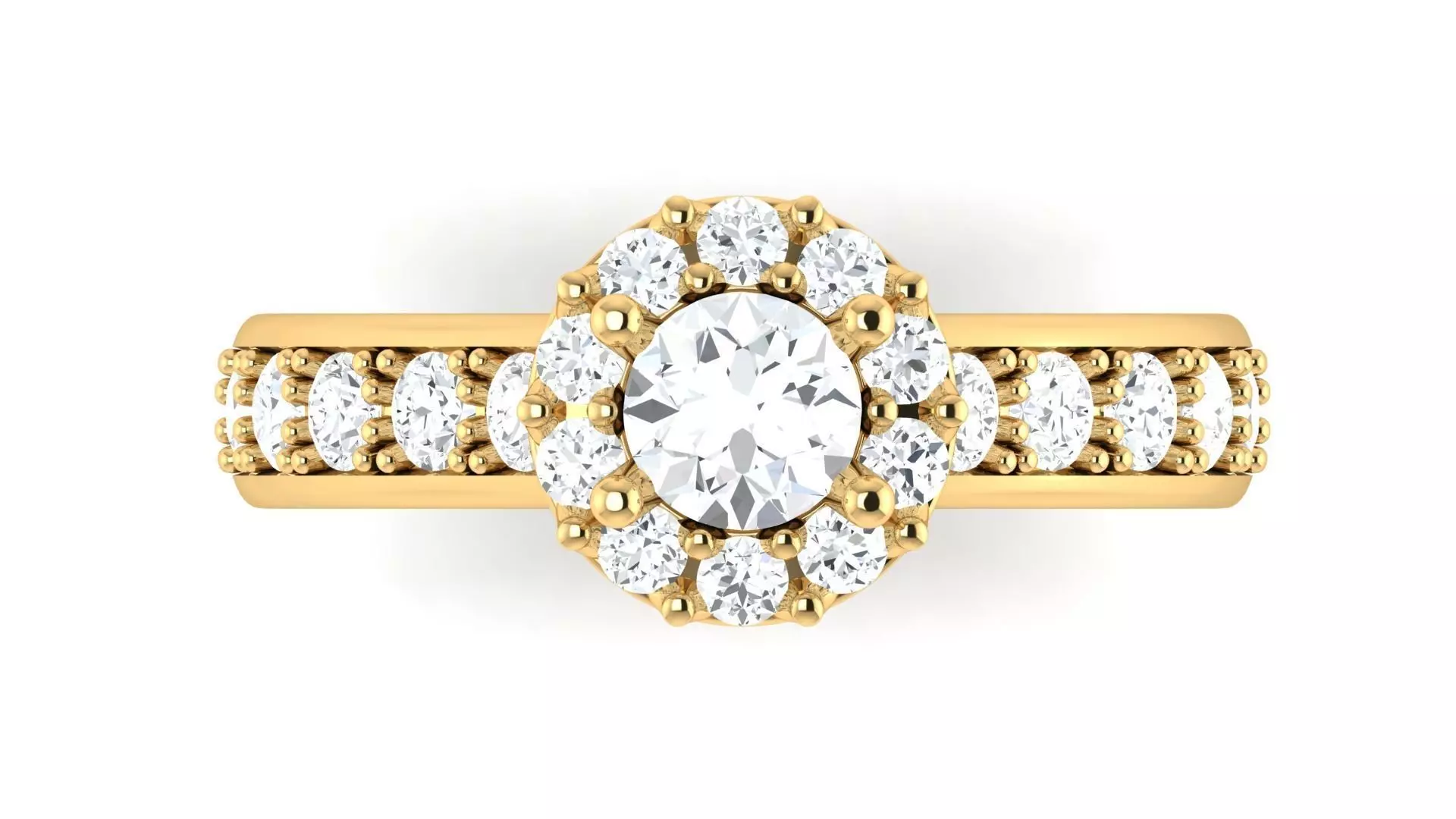 D37964 gold engagement ring with diamonds 3D print model_0