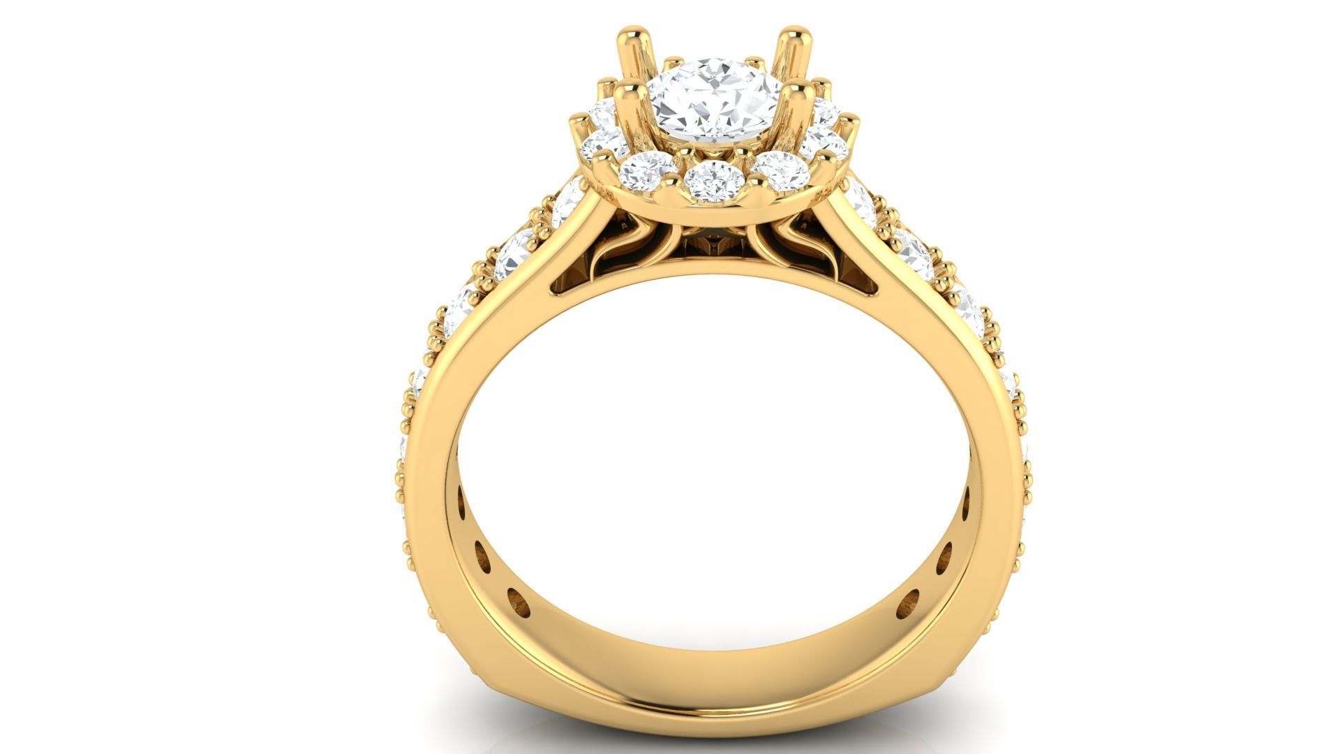 D37964 gold engagement ring with diamonds 3D print model_5