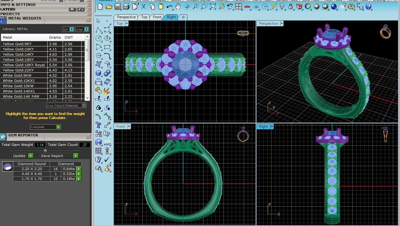 D37964 gold engagement ring with diamonds 3D print model_6
