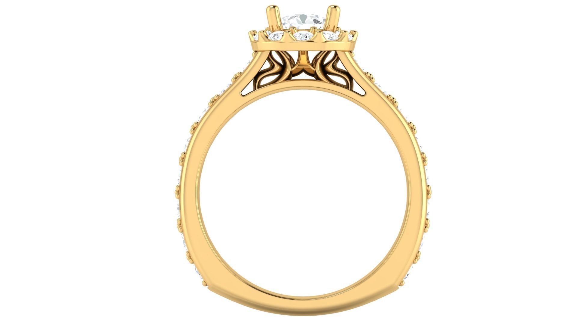 D37964 gold engagement ring with diamonds 3D print model_1