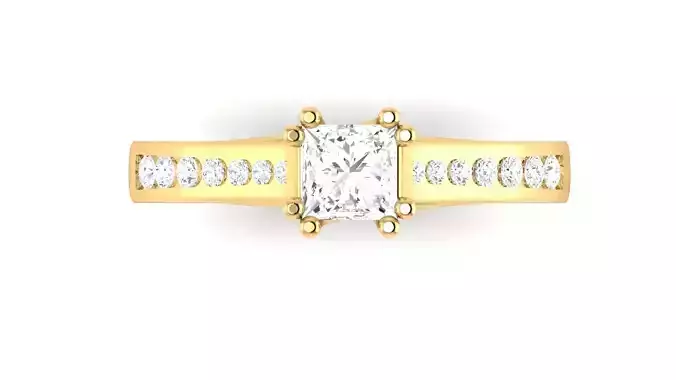 D36813 gold engagement ring with princess cut diamond