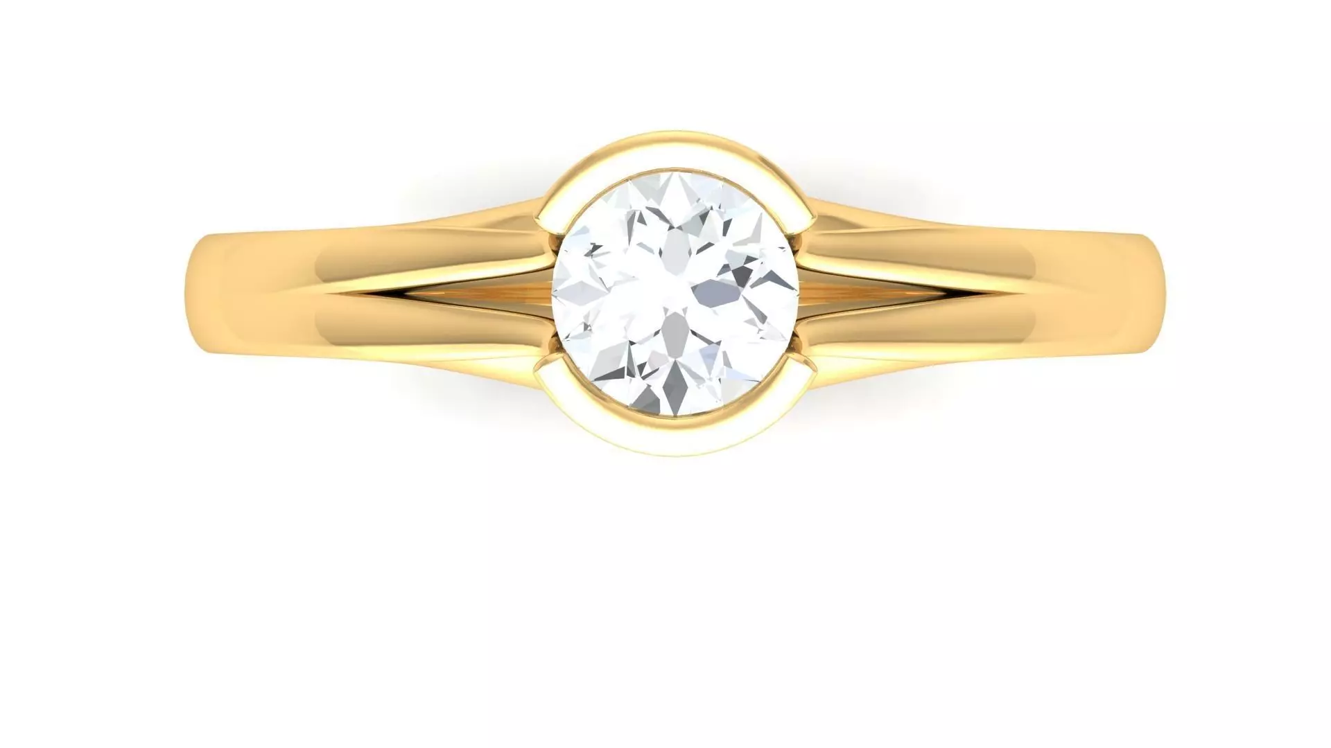 D36624 gold ring with oval cut diamond 3D print model_0