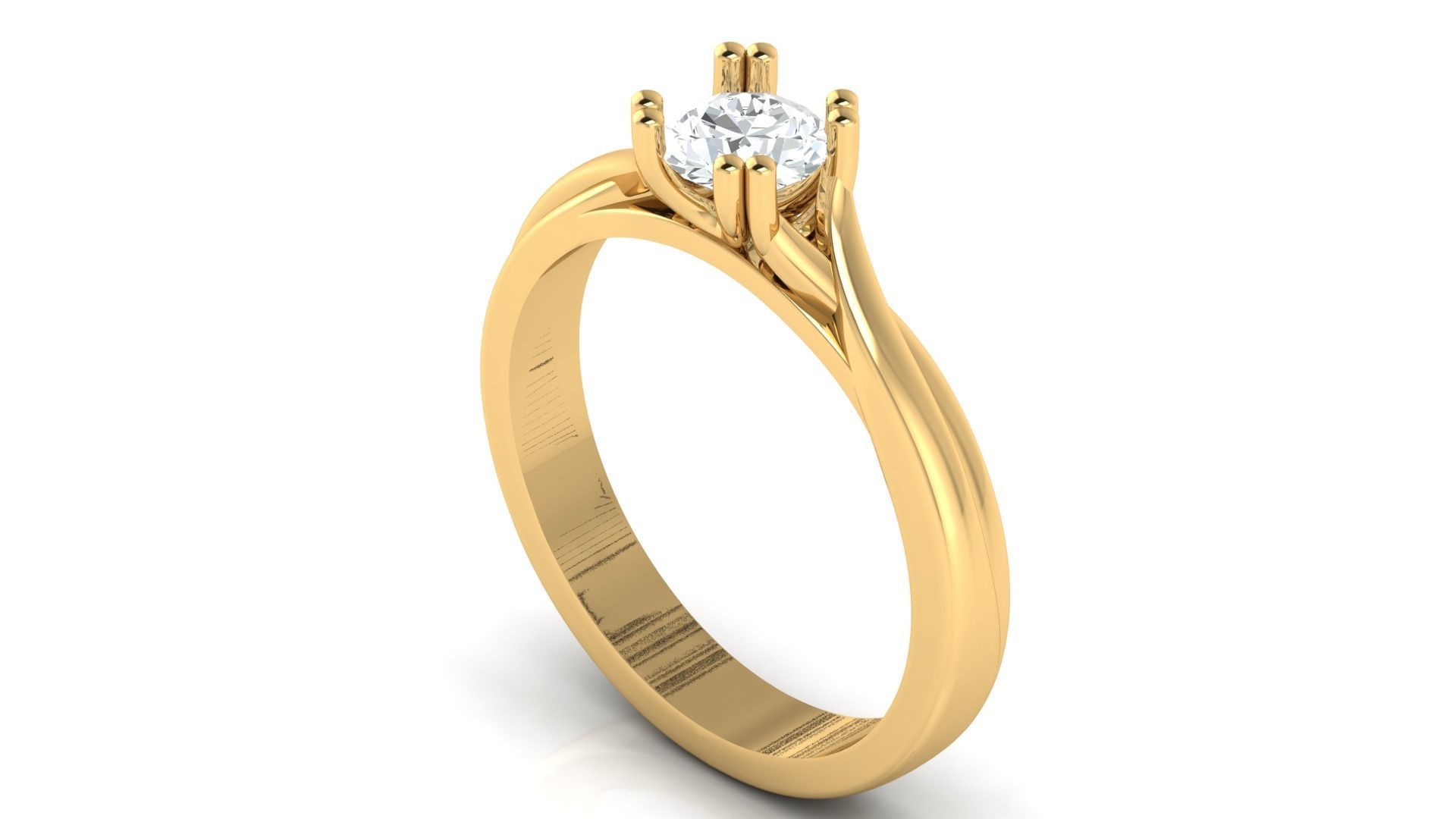D36045 solitaire engagement ring gold 3D print model_3