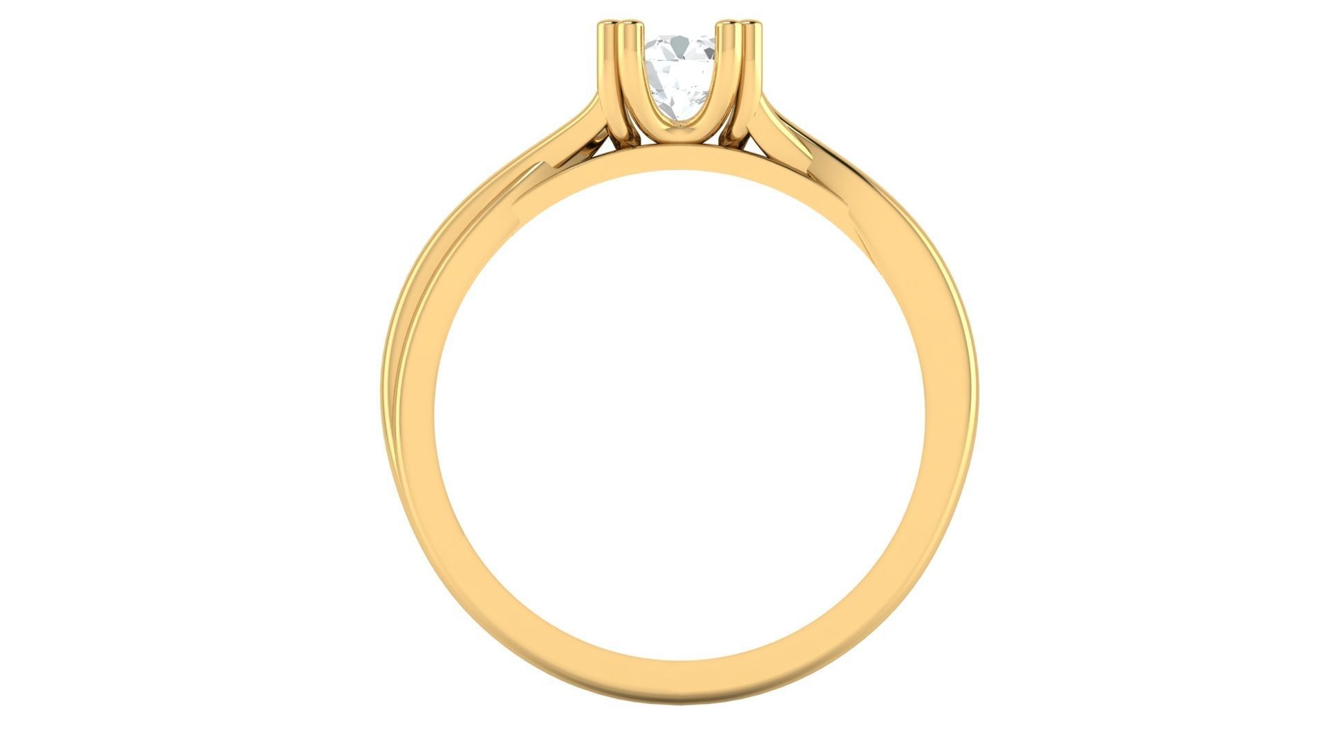 D36045 solitaire engagement ring gold 3D print model_1