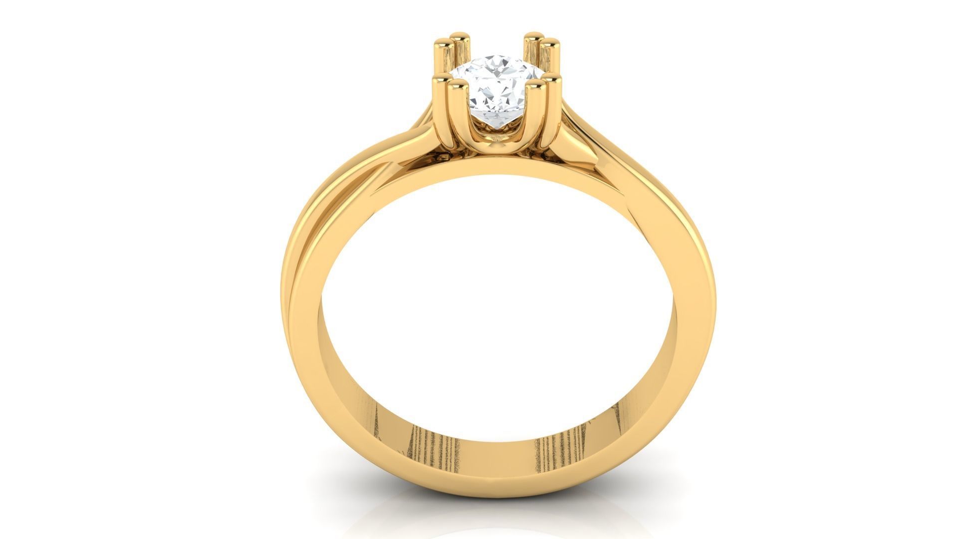 D36045 solitaire engagement ring gold 3D print model_5