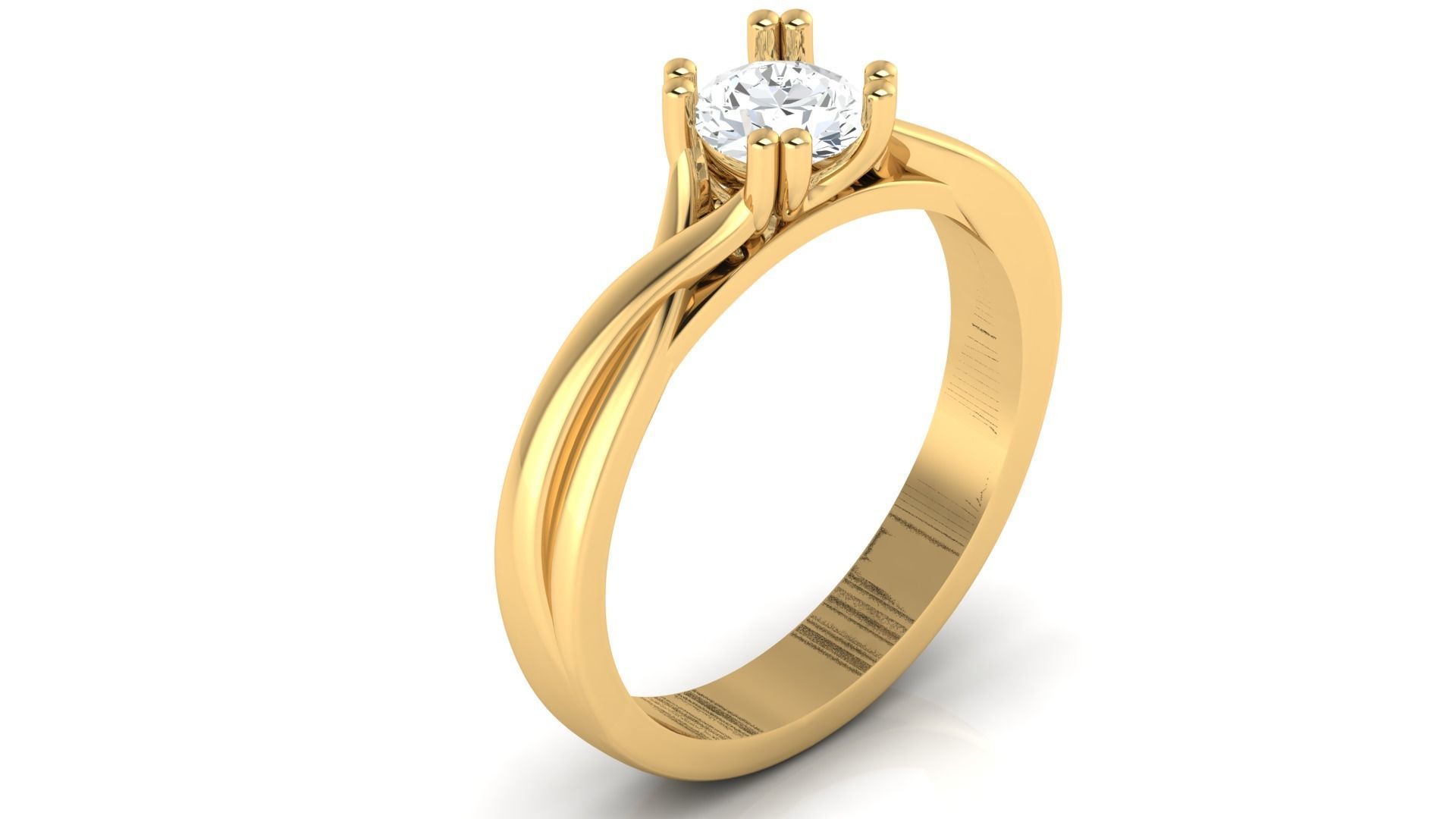 D36045 solitaire engagement ring gold 3D print model_4