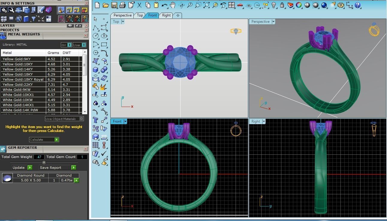D36045 solitaire engagement ring gold 3D print model_6