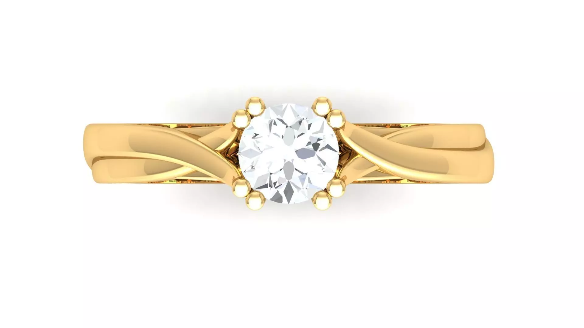 D36045 solitaire engagement ring gold 3D print model_0