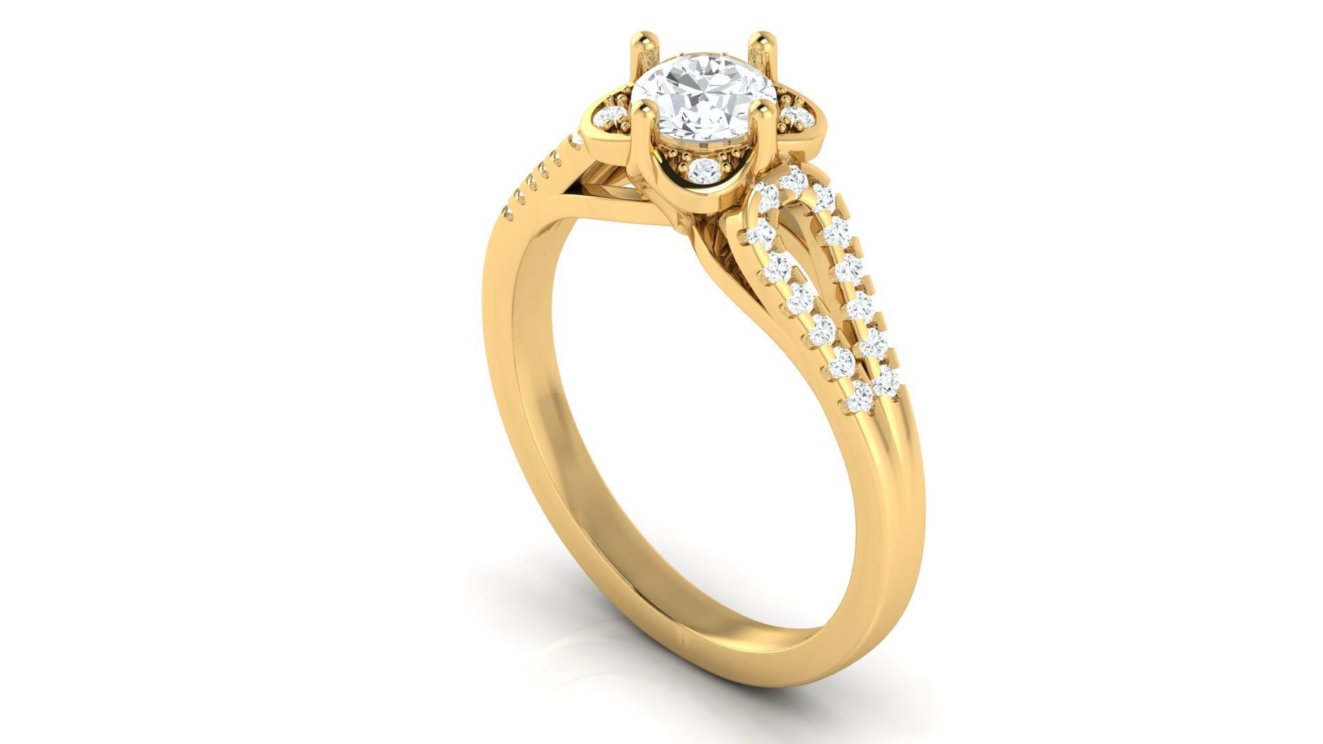 D36033 oval cut diamond ring in gold 3D print model_3