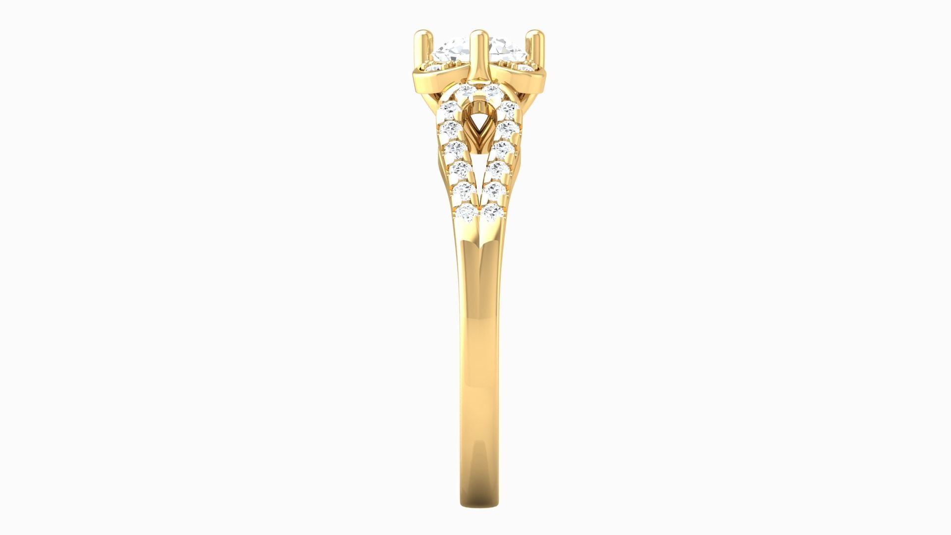D36033 oval cut diamond ring in gold 3D print model_2