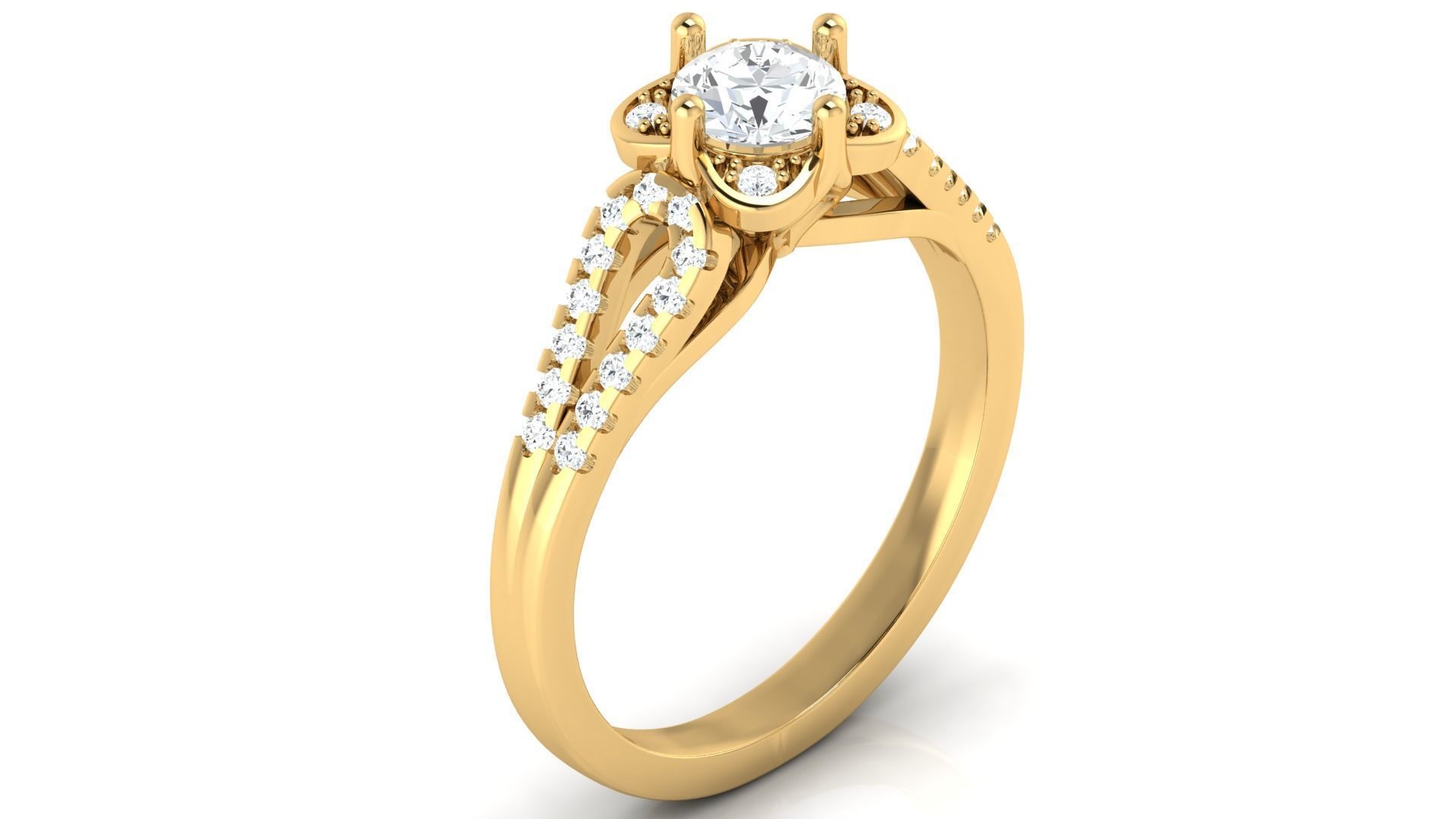 D36033 oval cut diamond ring in gold 3D print model_4