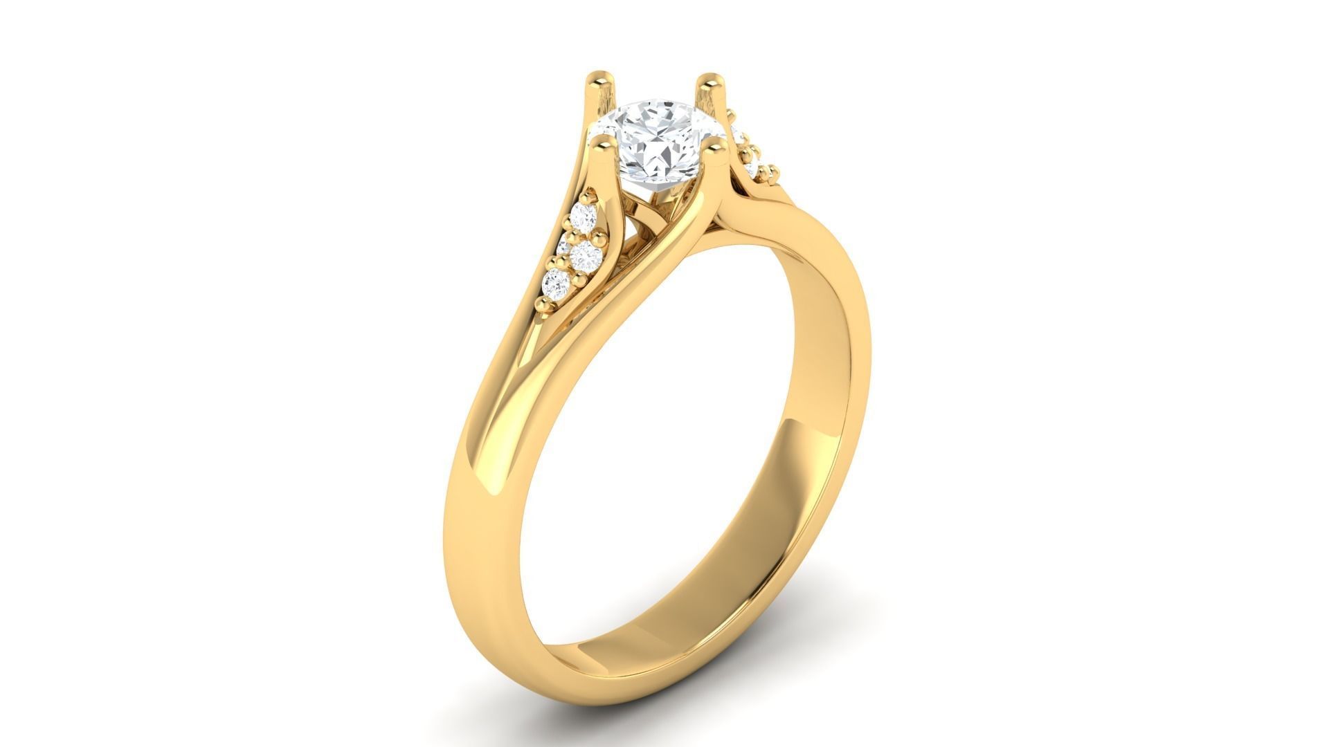 D36008 gold engagement ring set with oval cut diamond 3D print model_10