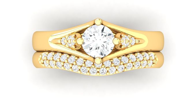 D36008 gold engagement ring set with oval cut diamond 3D print model