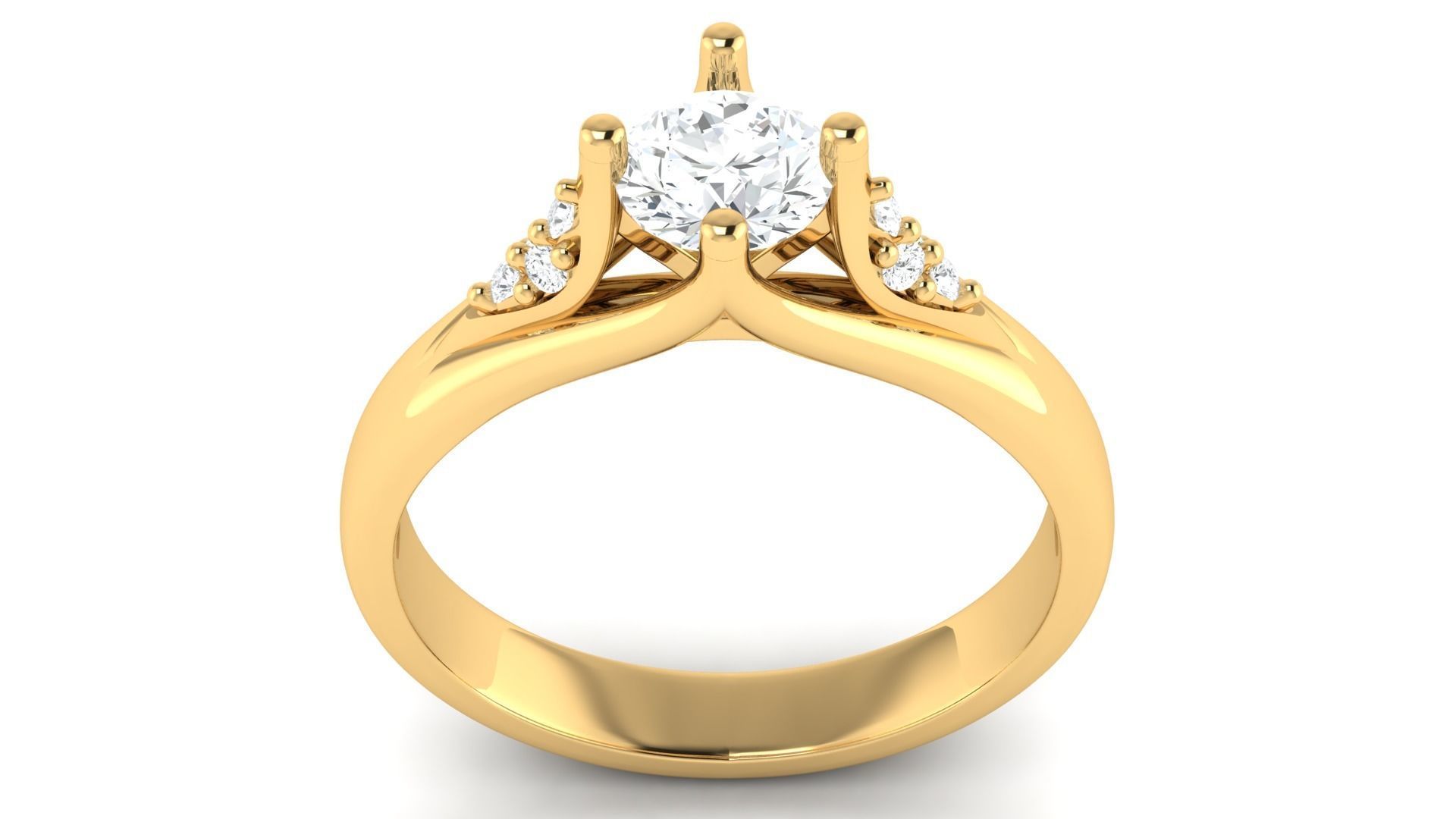 D36008 gold engagement ring set with oval cut diamond 3D print model_12