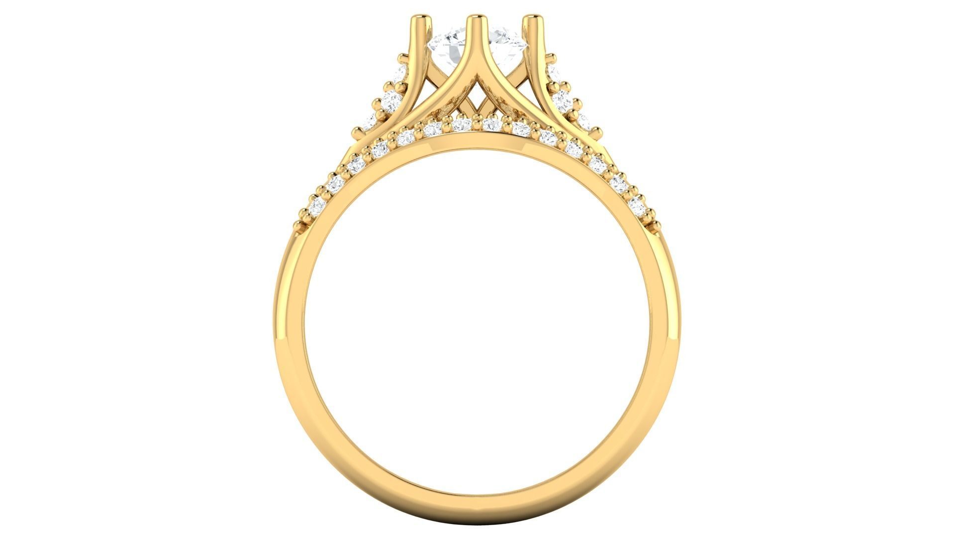 D36008 gold engagement ring set with oval cut diamond 3D print model_2