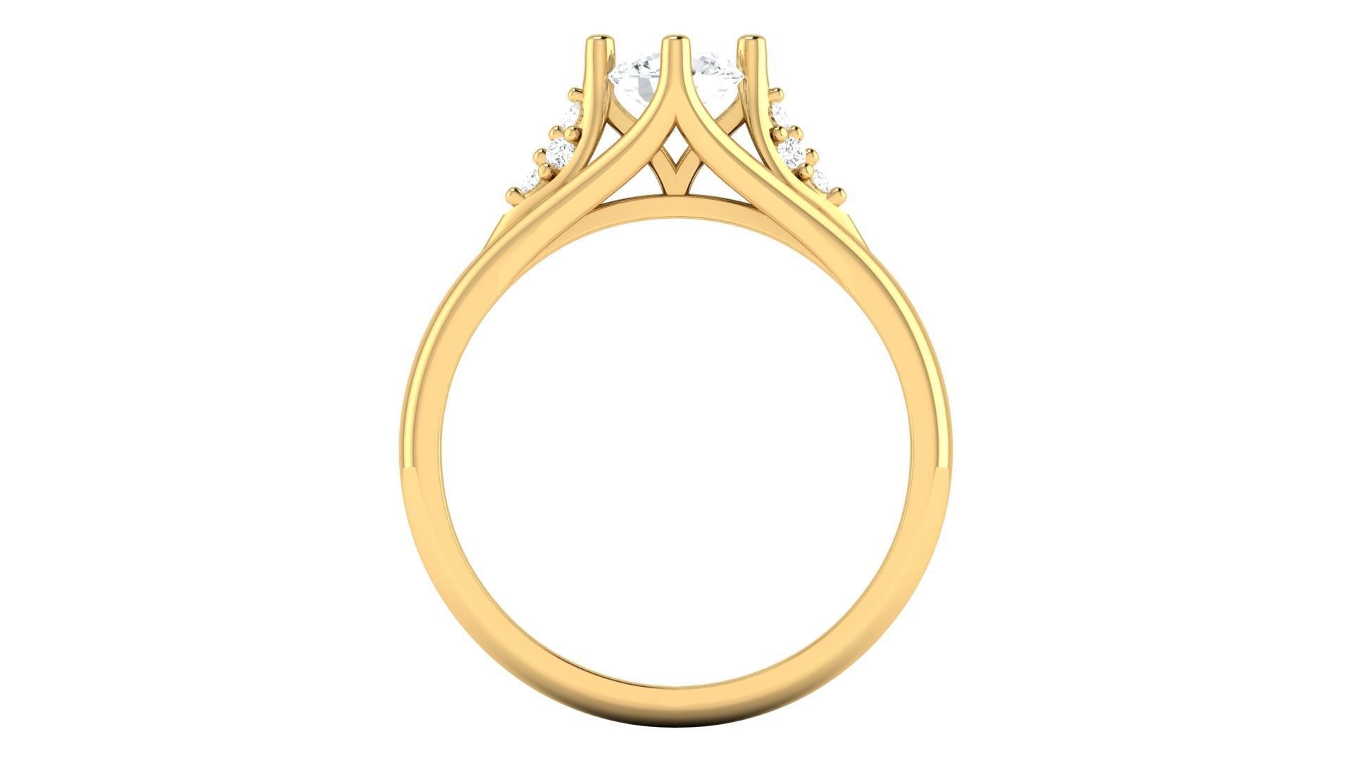 D36008 gold engagement ring set with oval cut diamond 3D print model_3