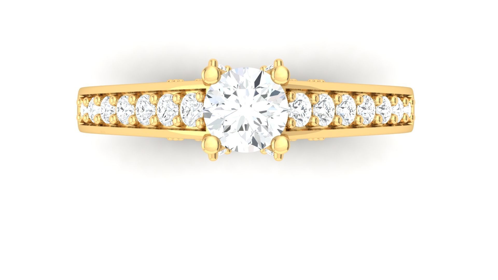 D36006 gold engagement ring set with oval cut diamond 3D print model_1