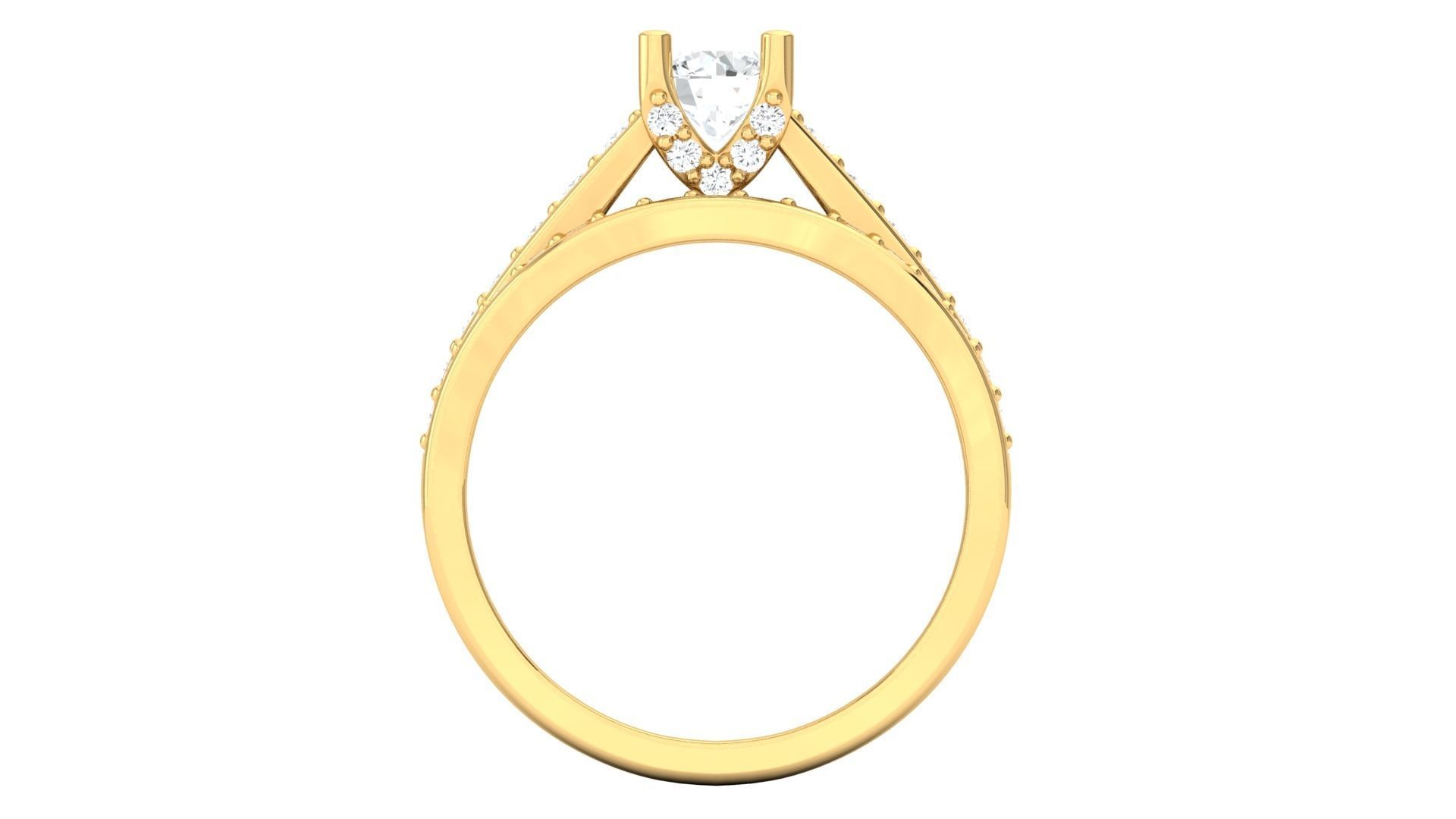D36006 gold engagement ring set with oval cut diamond 3D print model_2